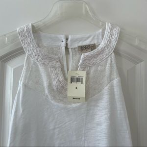 NWT Lucky Brand White Keyhole Knit Back Yoke Tank Top Size S